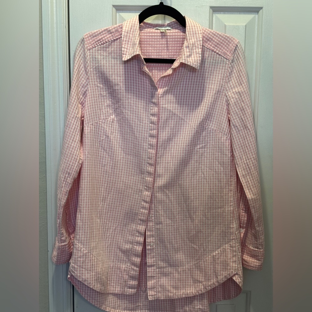 Tyler Boe Pink Gingham Button-Up Shirt Size 8